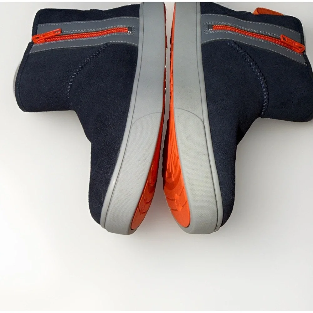 UGG Kids Classic Adler Side Zip Navy Blue Orange Suede Boots 1103641K Size 5Y